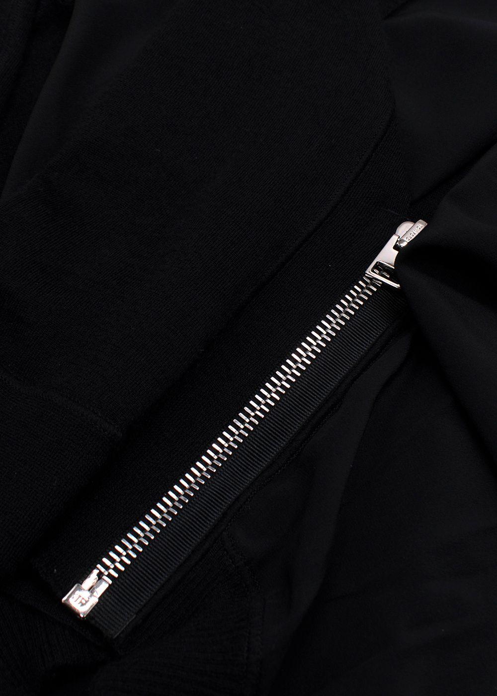 Tom Ford Black Contrasting Panel Silver Zip Cardigan