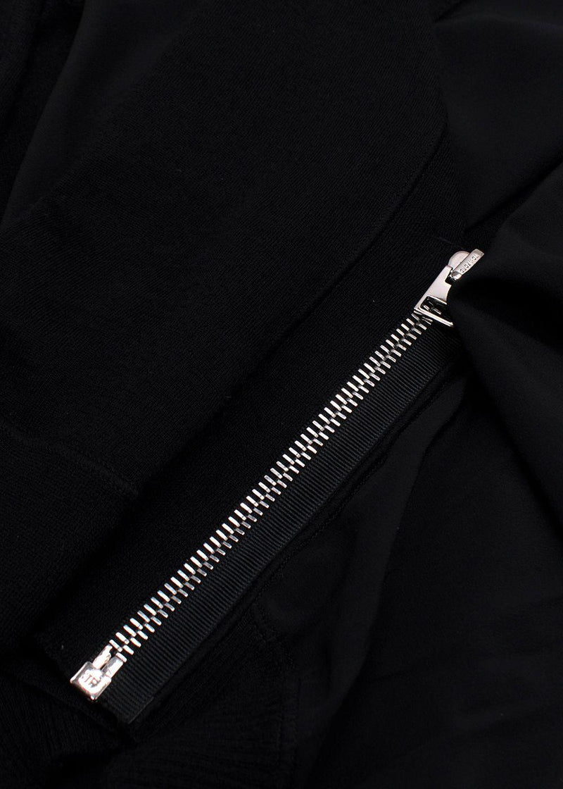 Tom Ford Black Contrasting Panel Silver Zip Cardigan