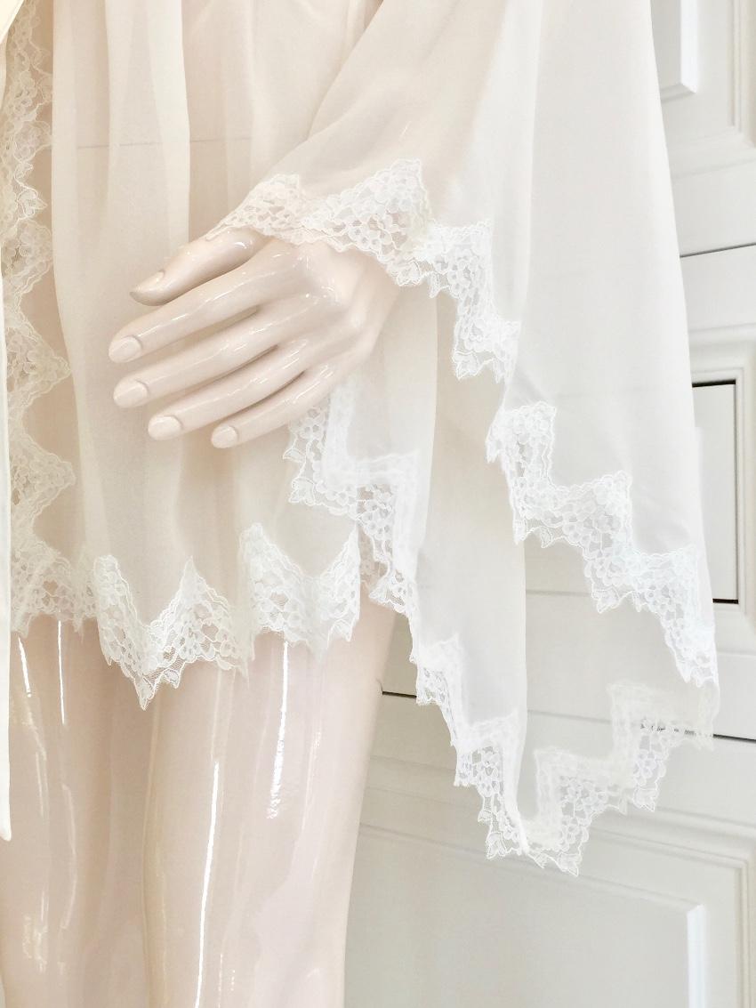 Lucile Couture Ivory Pure Silk & Leavers Lace Bridal Robe