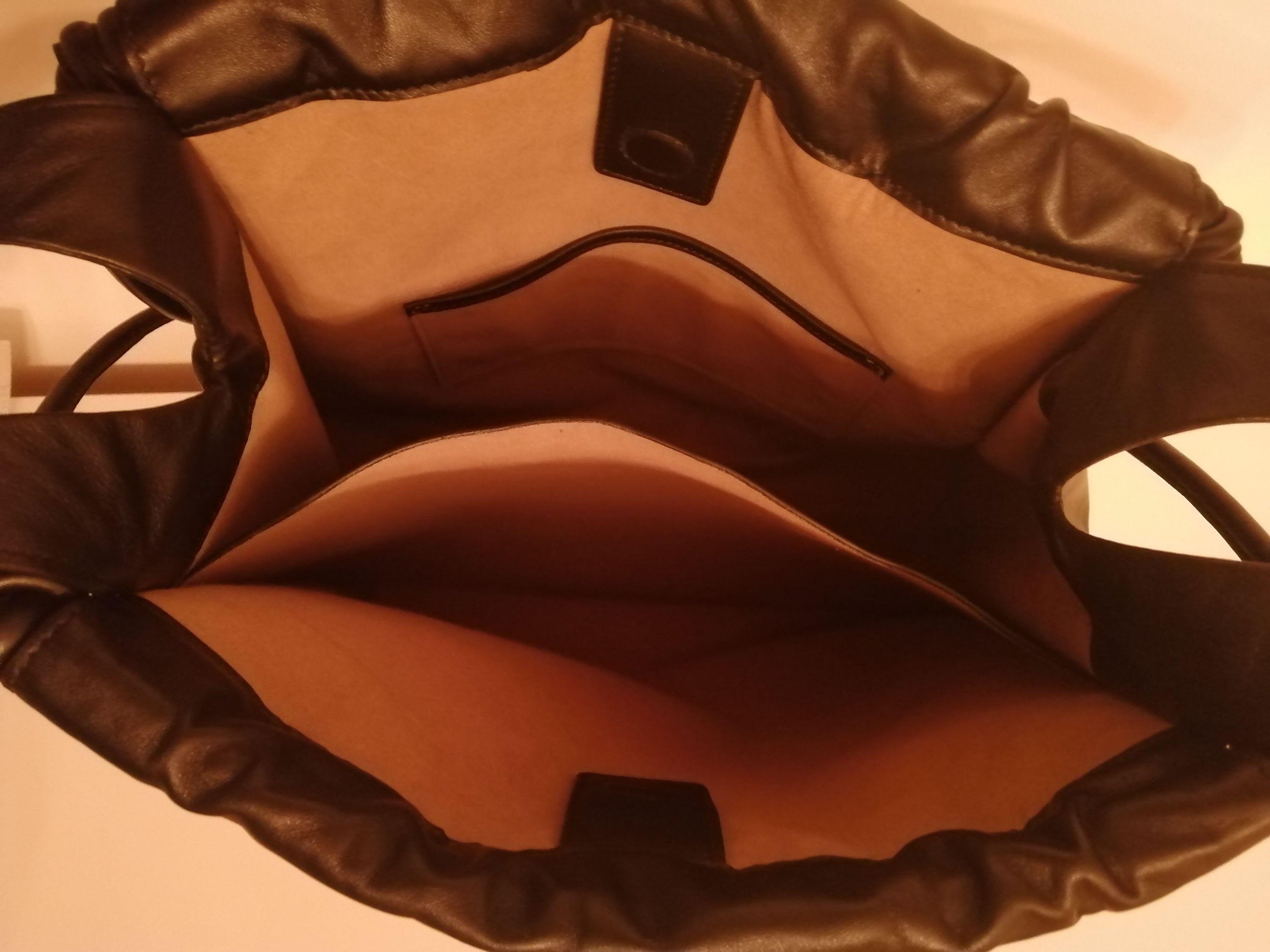 Black leather tote bag