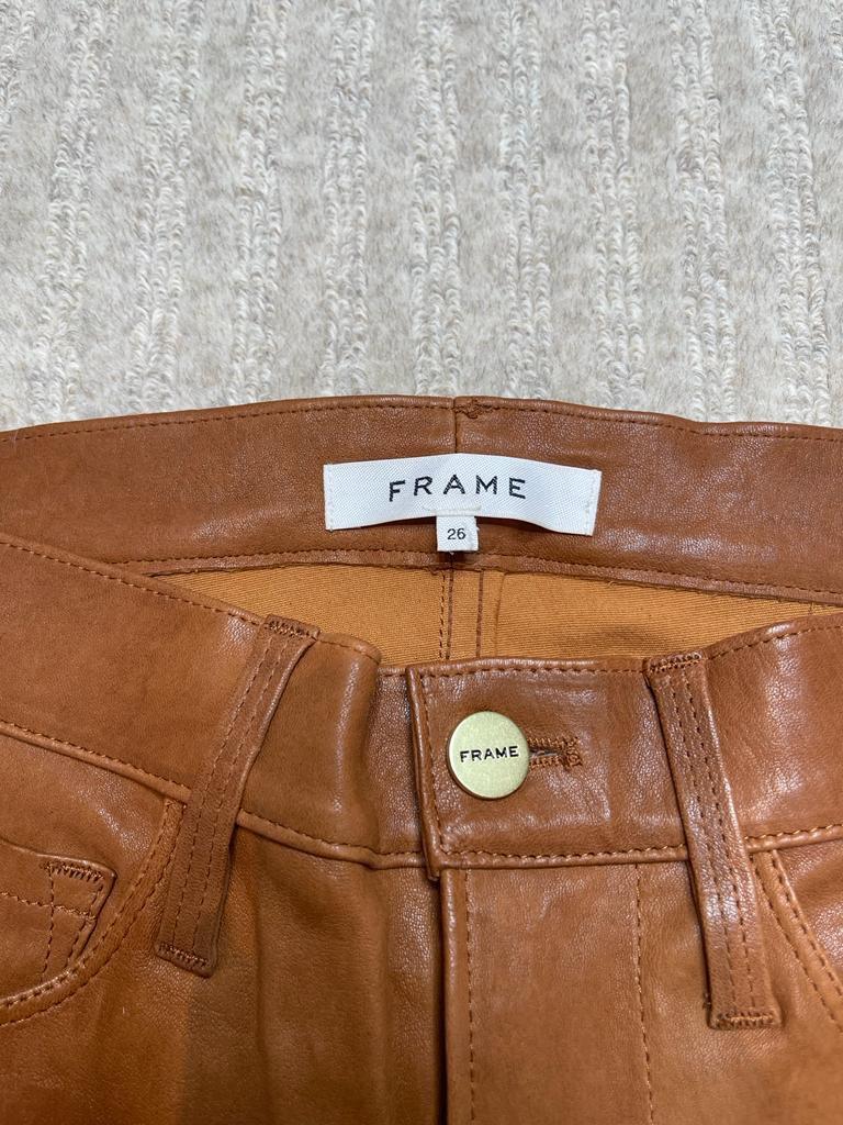 Tan Leather Skinny Pants