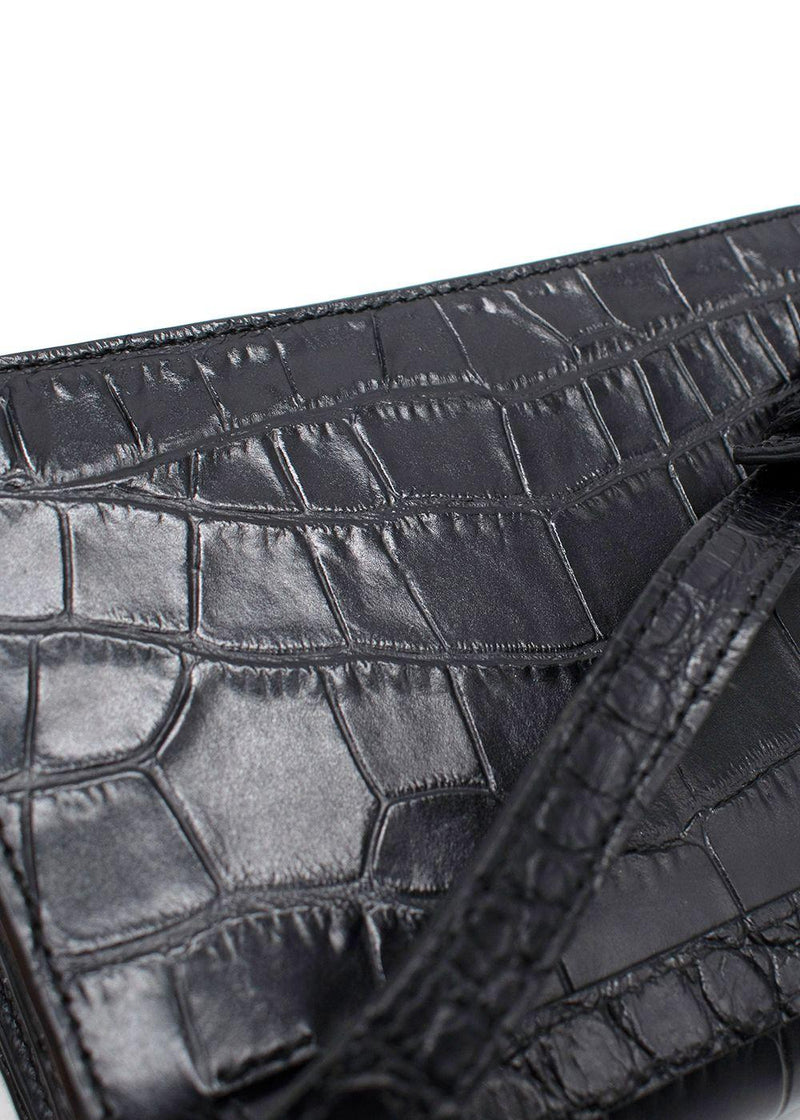 Chylak “Glossy Black Crocodile” Print Crossbody Bag