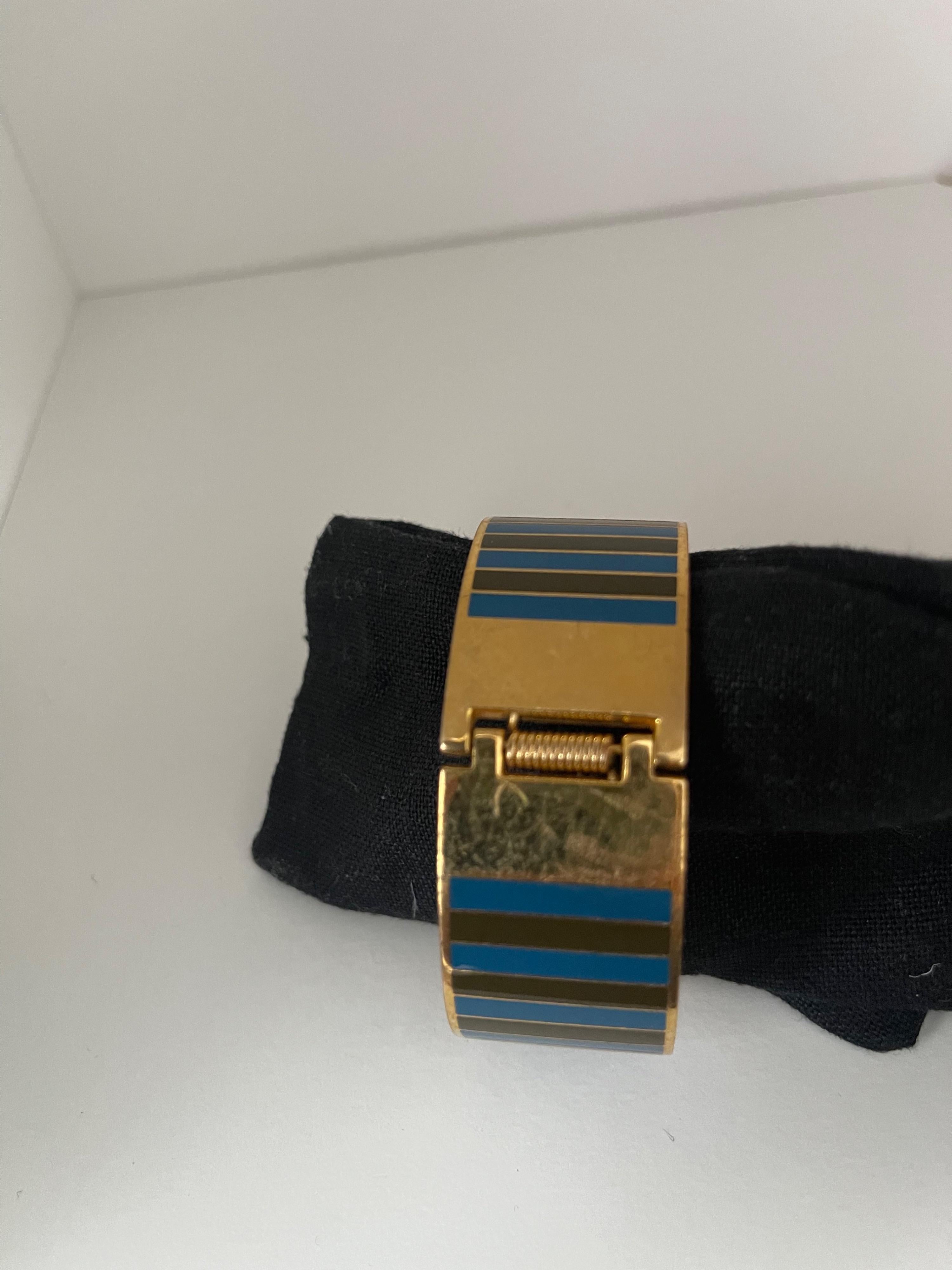 Purple & blue striped enamel & gold-tone metal FF bangle