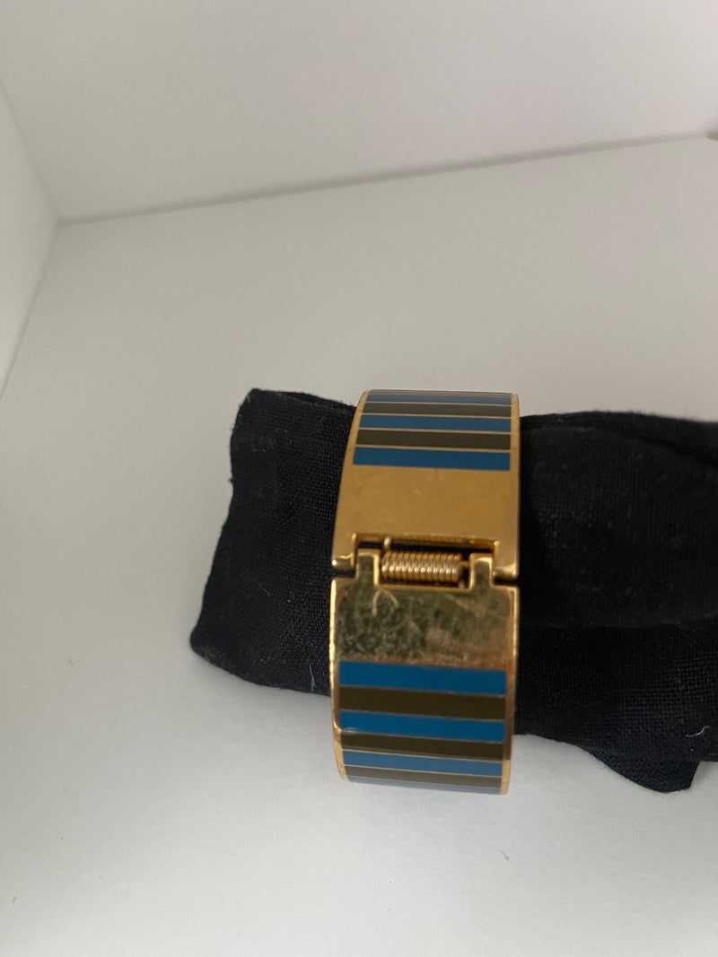 Purple & blue striped enamel & gold-tone metal FF bangle
