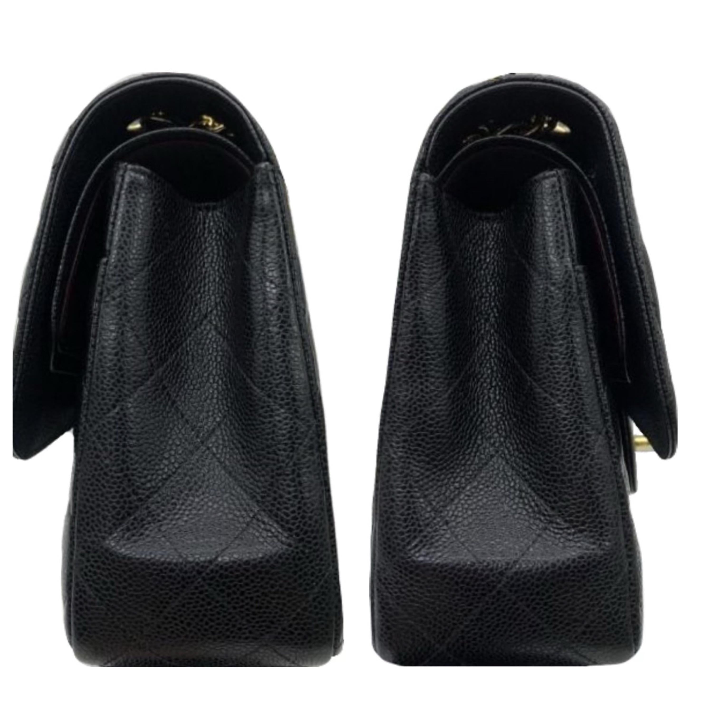 Chanel Black Caviar Leather Jumbo Double Flap Bag