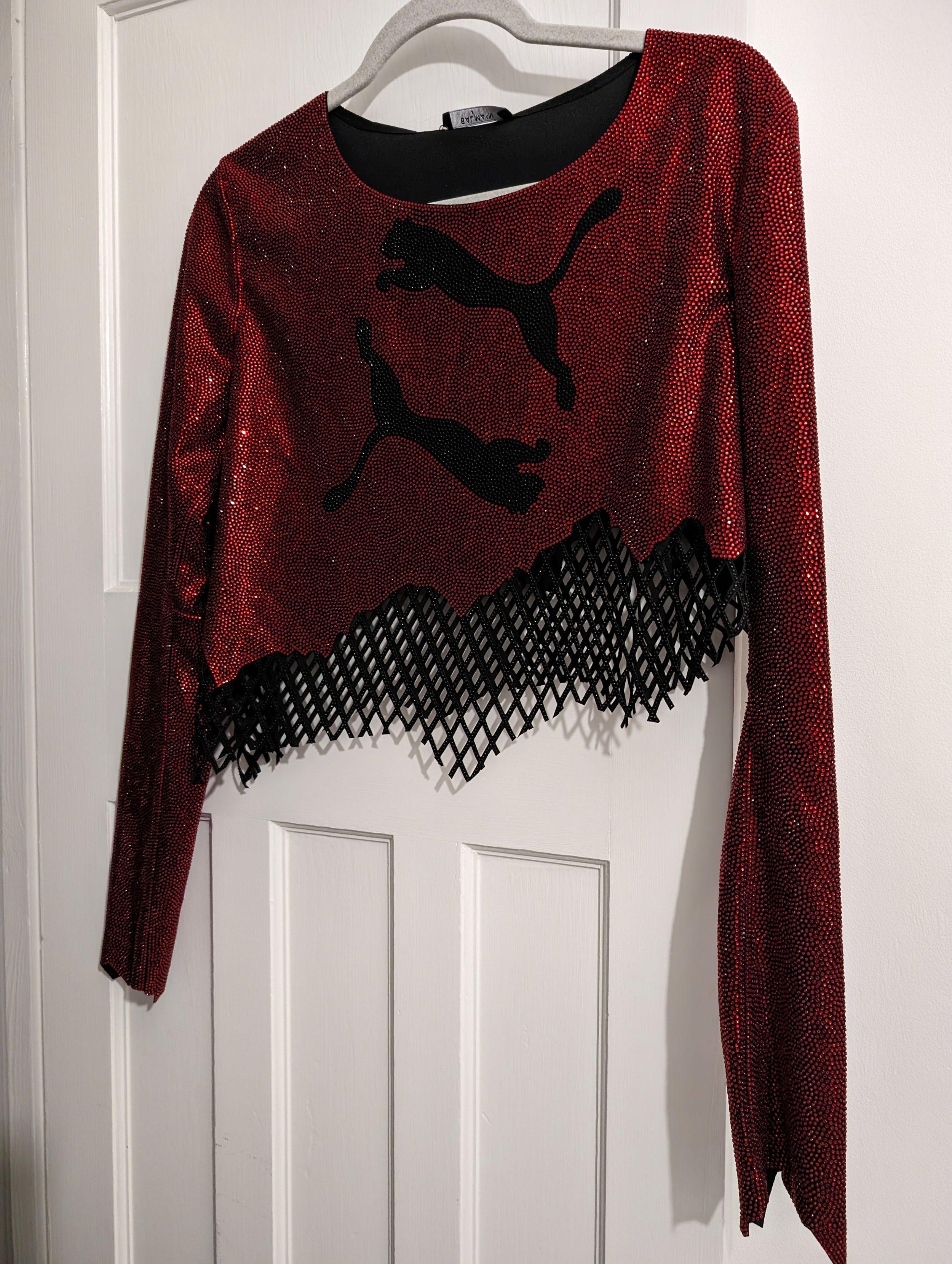 Balmain x Puma Red Crystal & Mesh Top