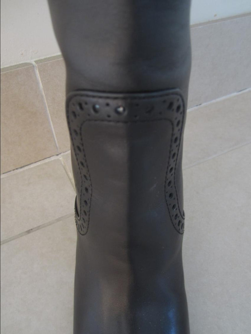 Tod's Black Tall Brogue Boots