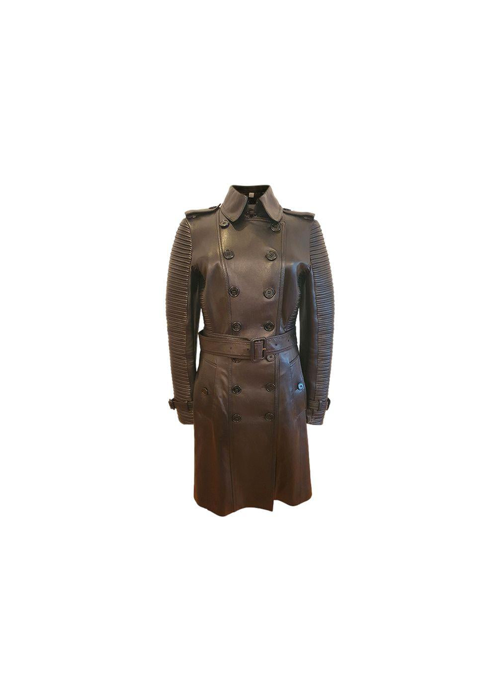 Long Lambskin Biker Trench Coat