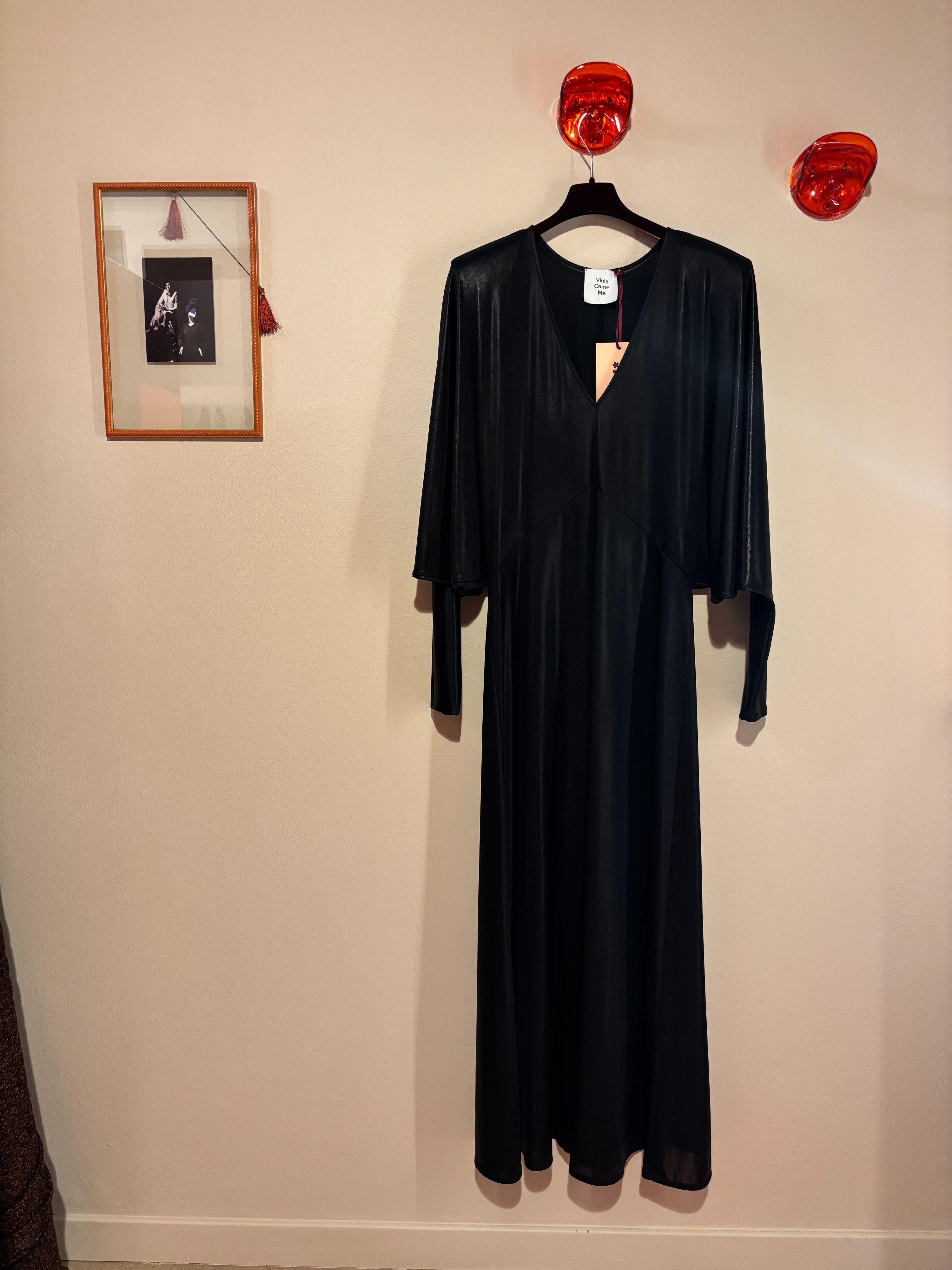 VCM Black Batwing Sleeve Evening Dress