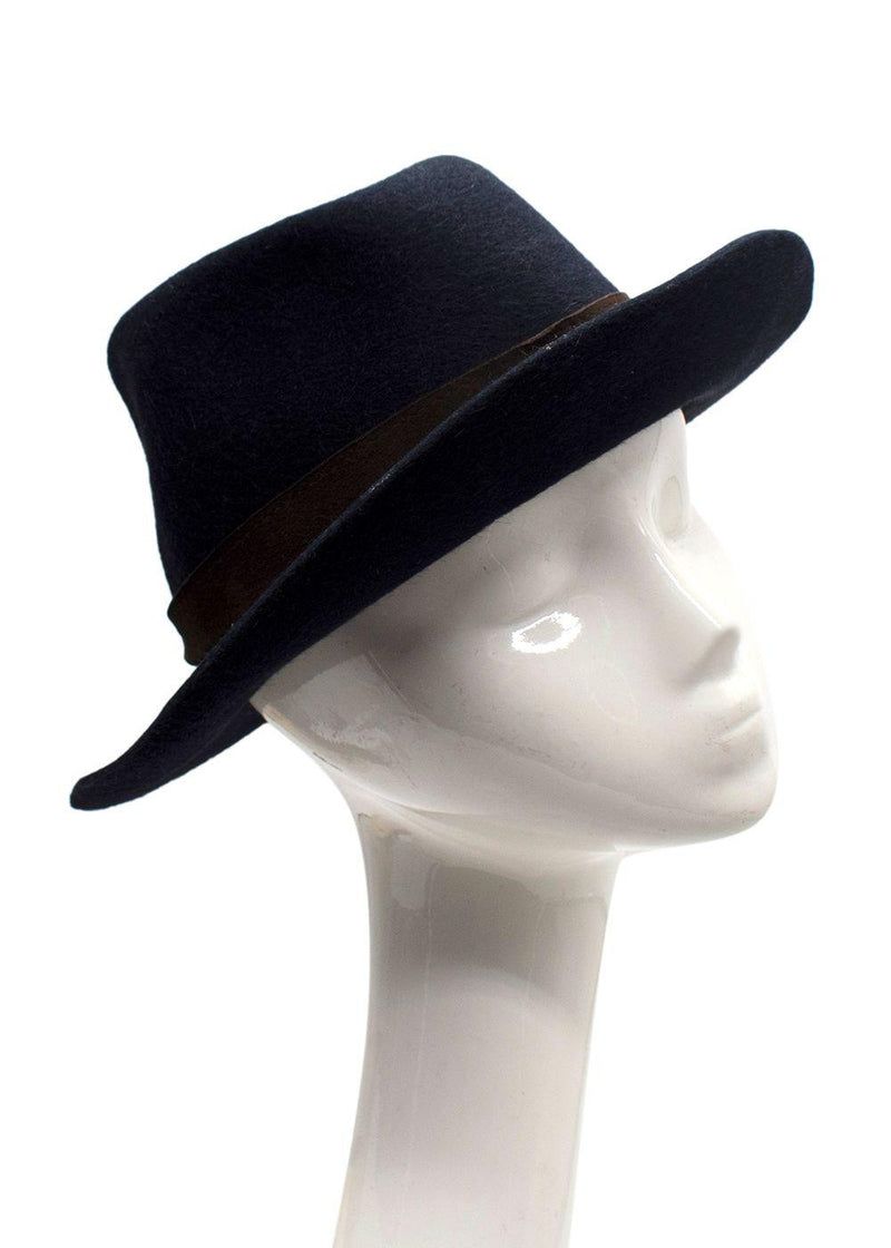 Loro Piana Navy Hares Hair Blend Ferdora