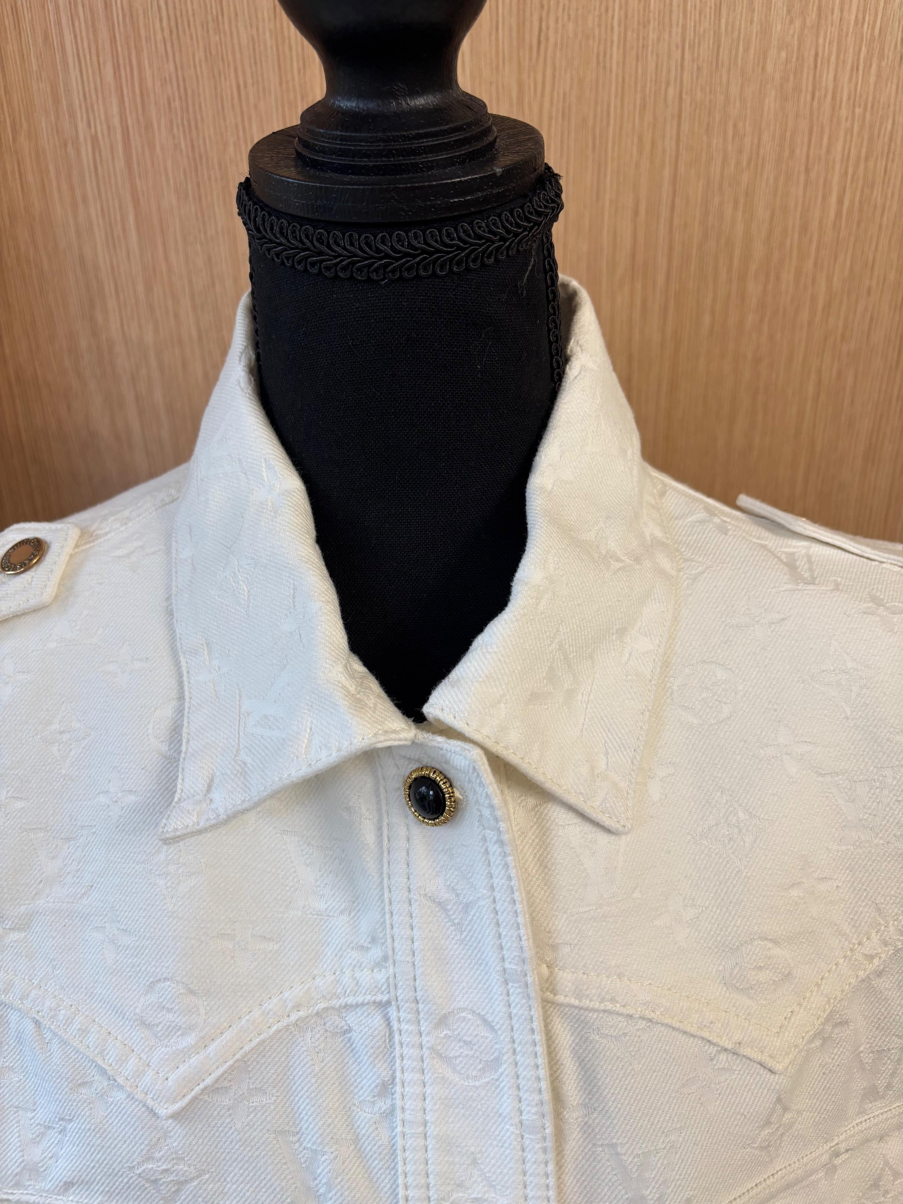 Louis Vuitton White Monogram Sleeveless Denim Jacket