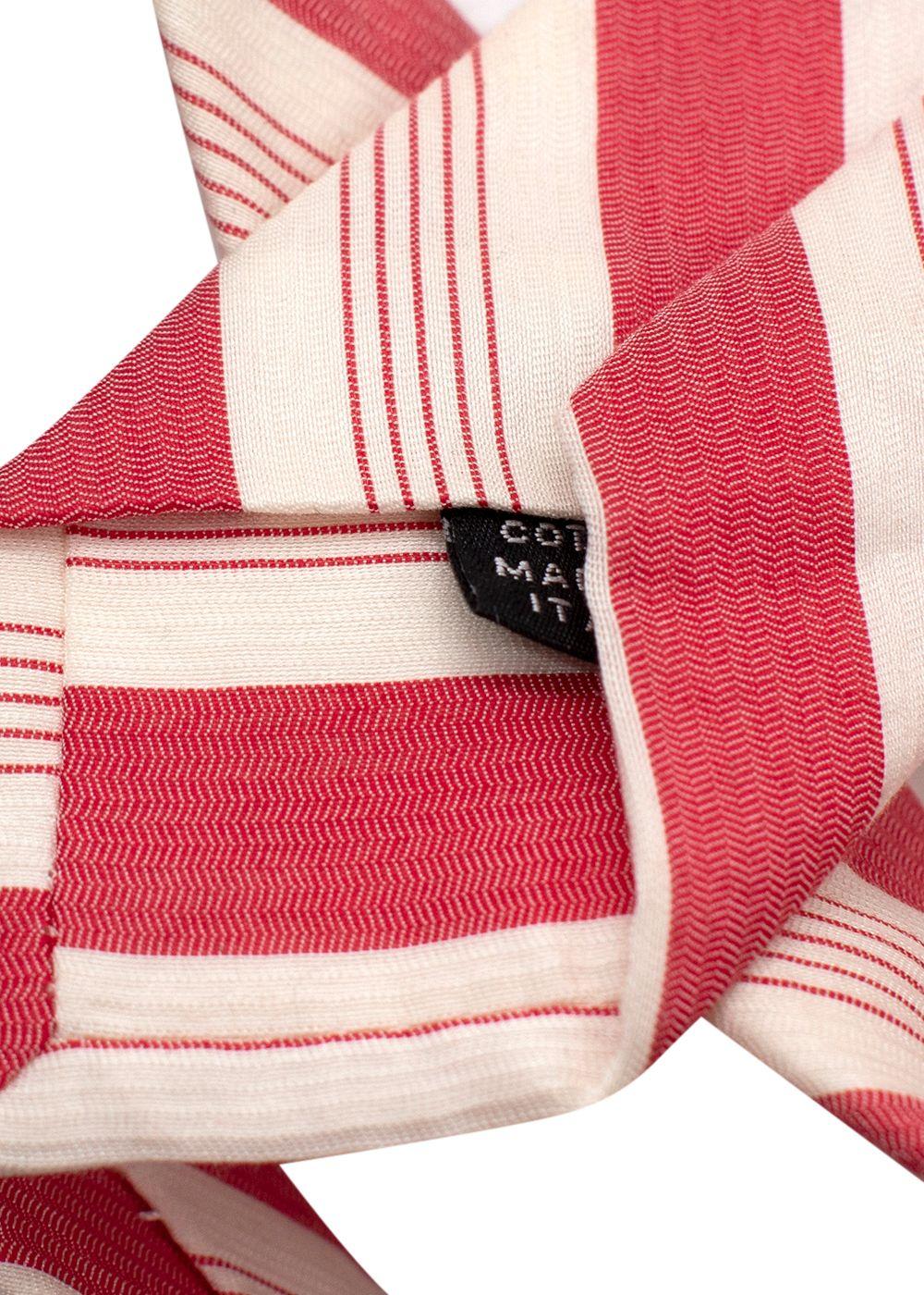 Isaia Red and White Striped Tie