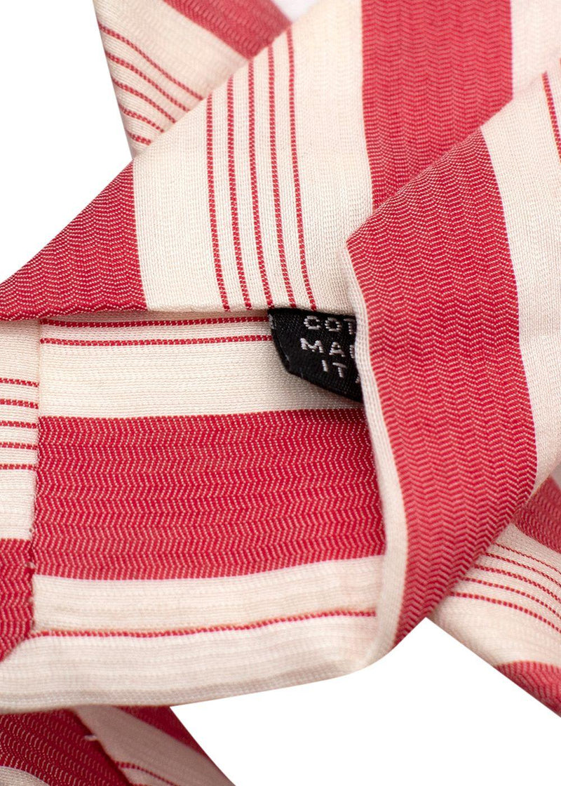 Isaia Red and White Striped Tie