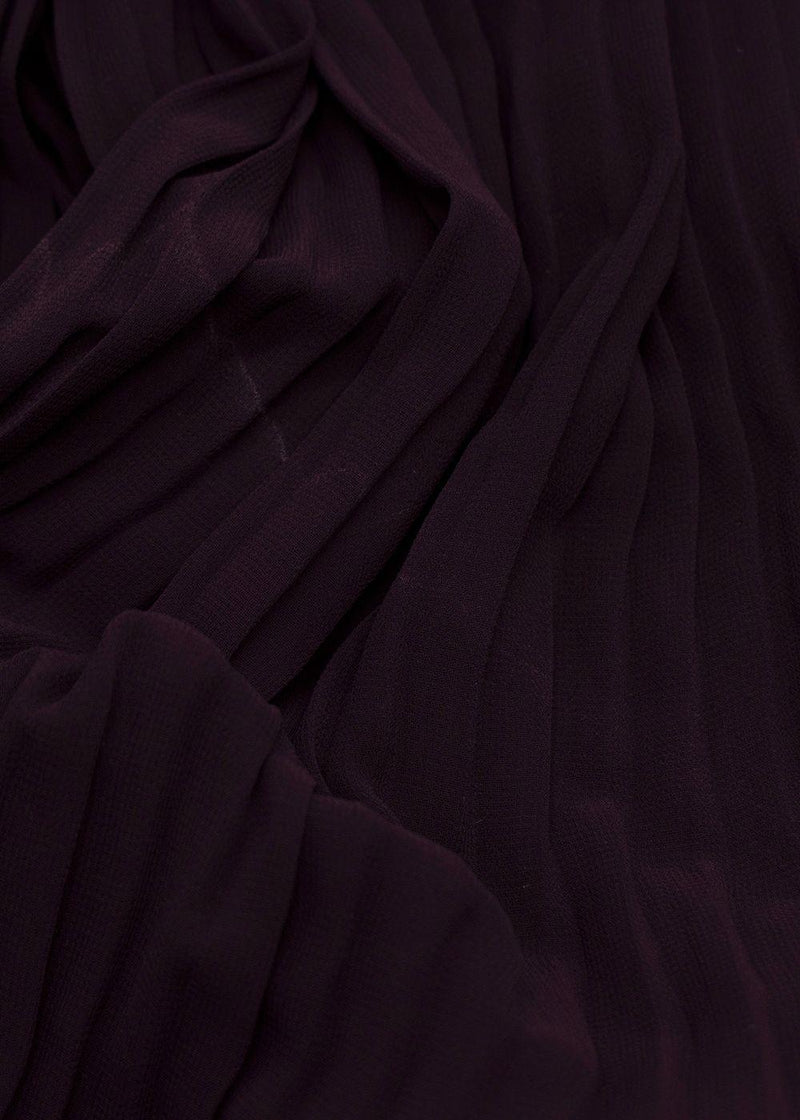 Diane Von Furstenberg Burgundy Pleated Wrap Maxi Dress