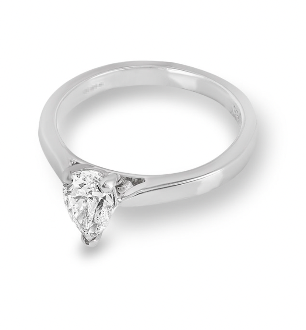 18ct White Gold Pear Cut Diamond Engagement Ring