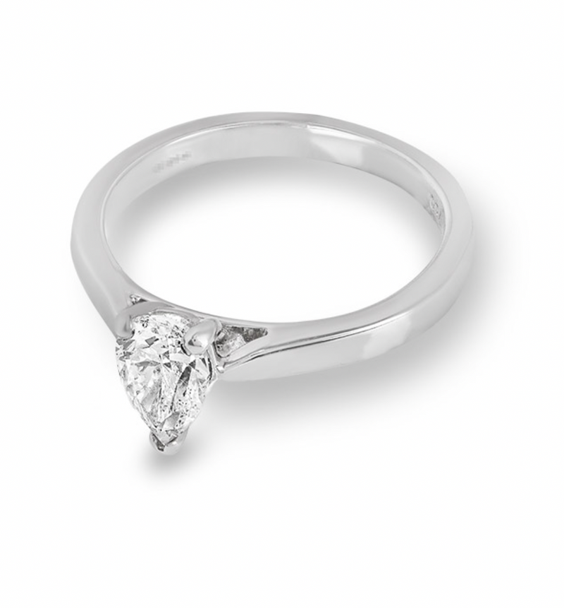 18ct White Gold Pear Cut Diamond Engagement Ring
