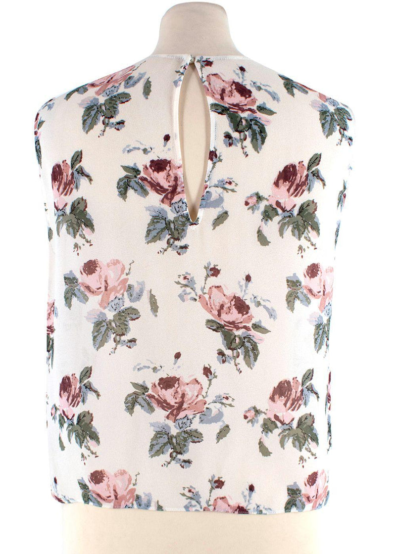 Saint Laurent Crepe Sleeveless Floral Top