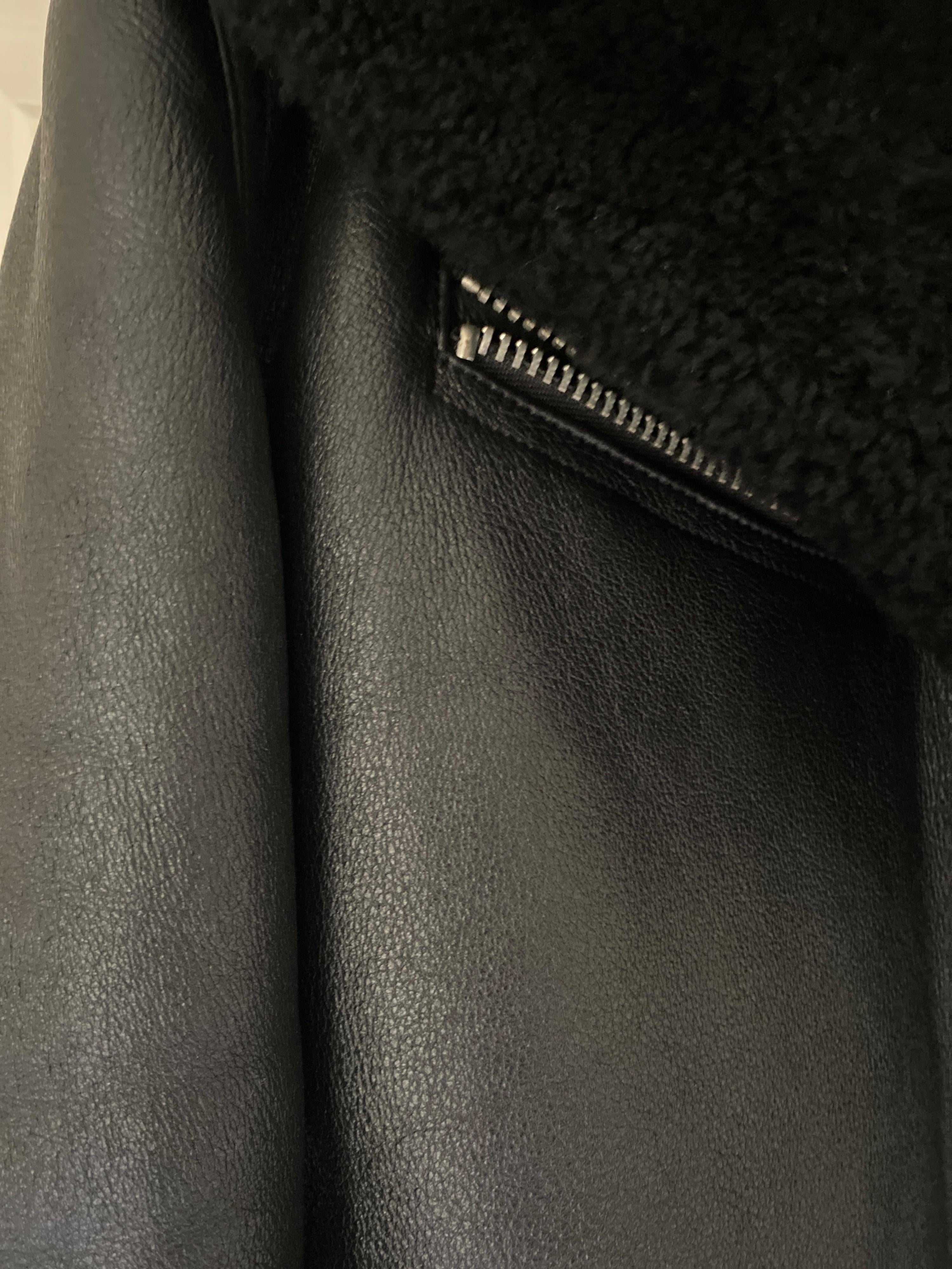 black leather & shearling aviator jacket