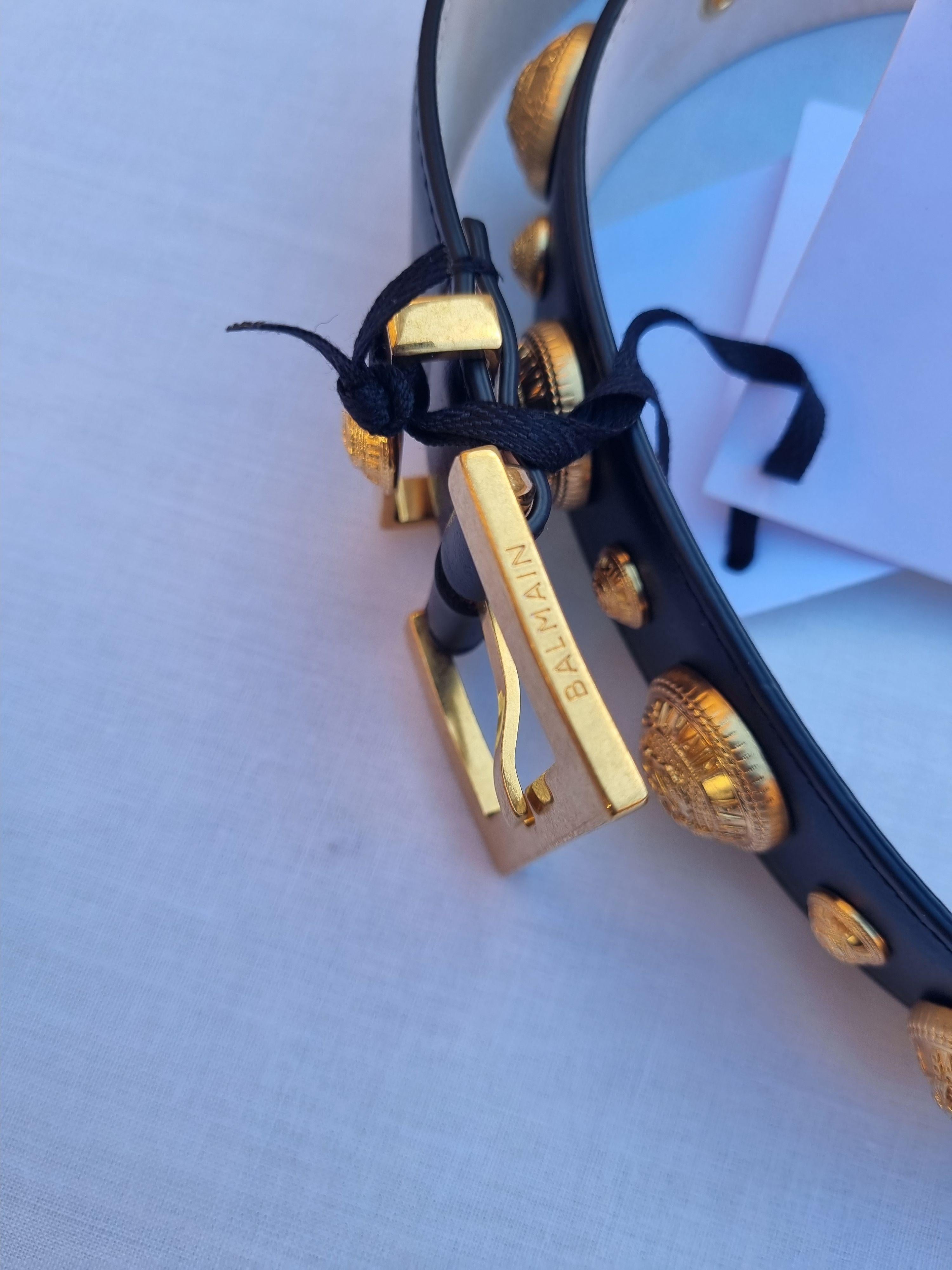 Black leather & gold-tone metal Coin belt 80