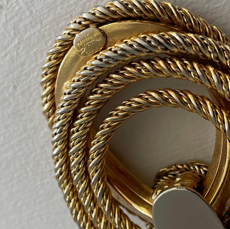 Dior Grosse Vintage Gold Plated Twisted Pendant Necklace