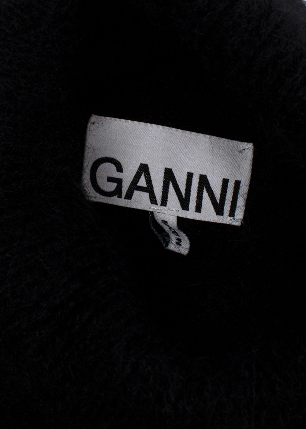 Ganni Black Brushed Alpaca Wrap Jumper