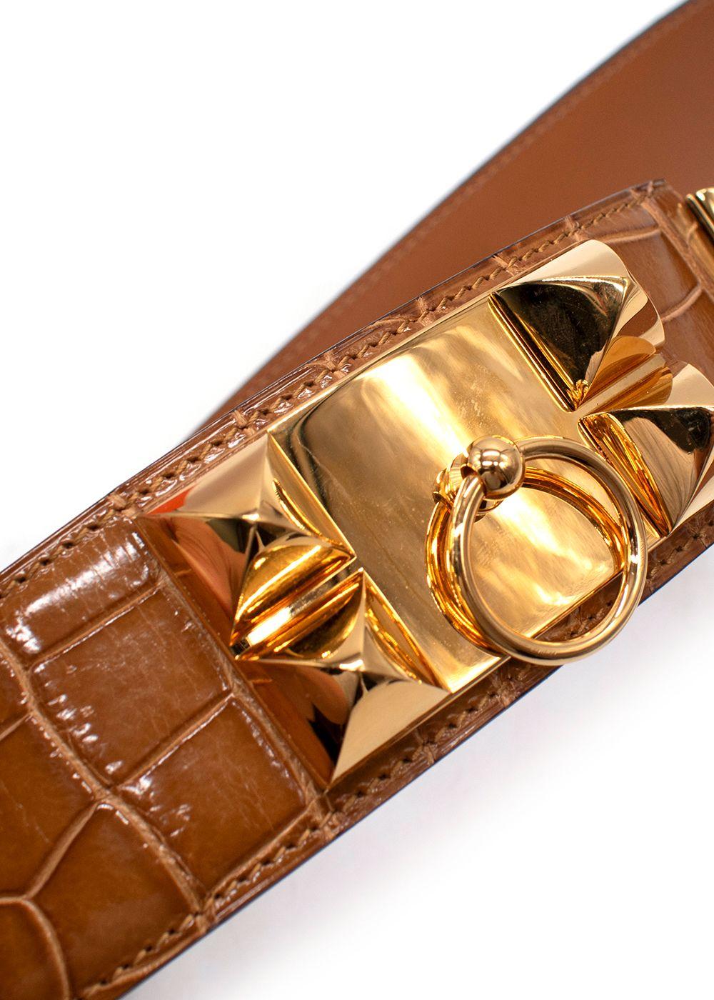 Hermès Medor “Collier de Chien” Belt in Crocodile Leather  Full length 97cms