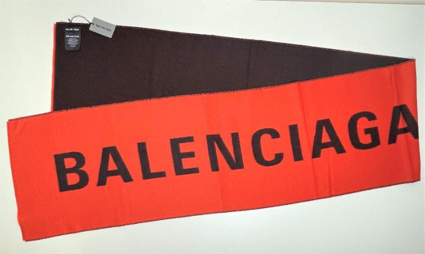 Balenciaga Orange Bi-Colour Logo Intarsia Scarf