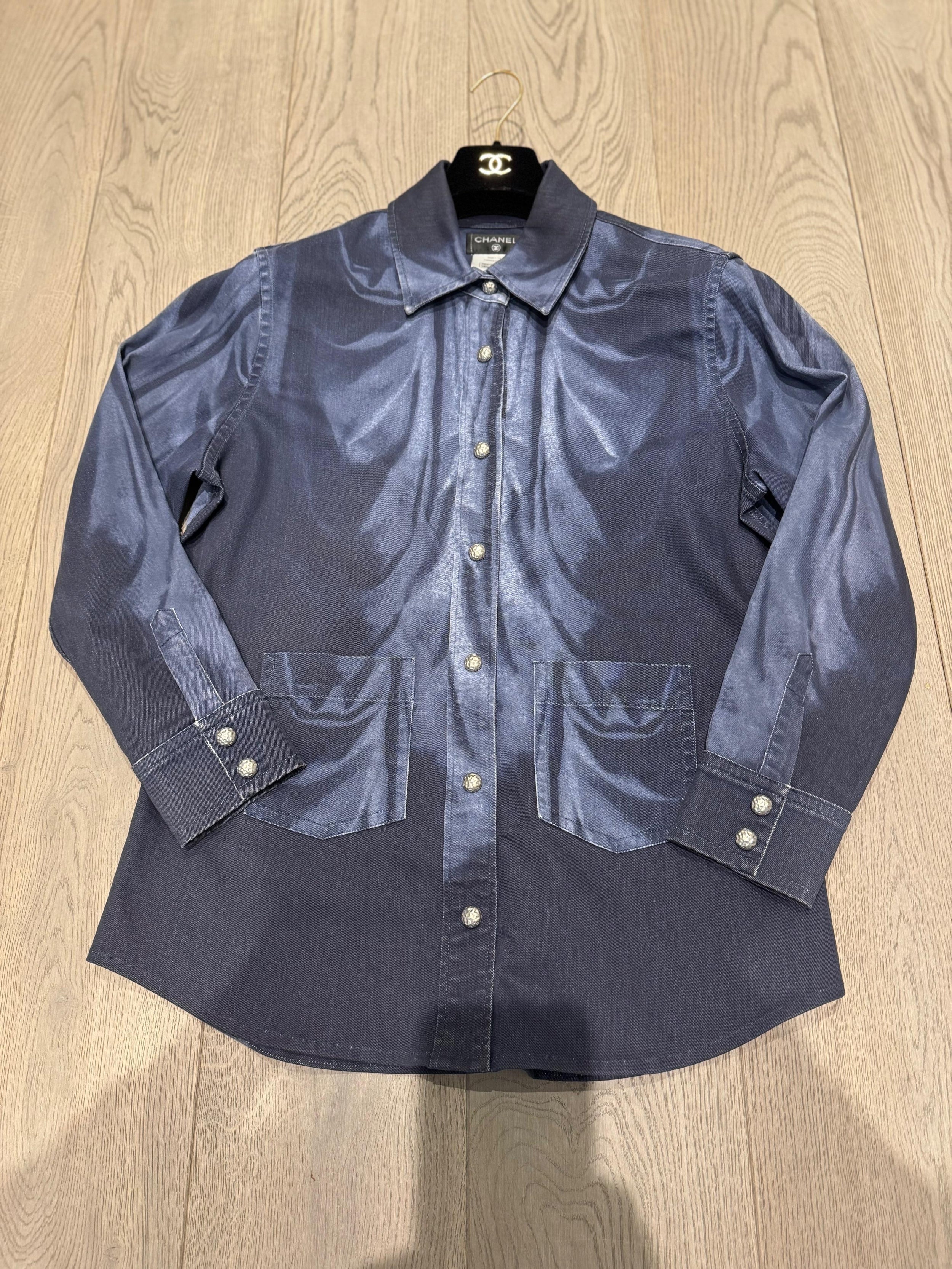 Chanel Blue Denim Shirt with CC Embossed Buttons · HEWI