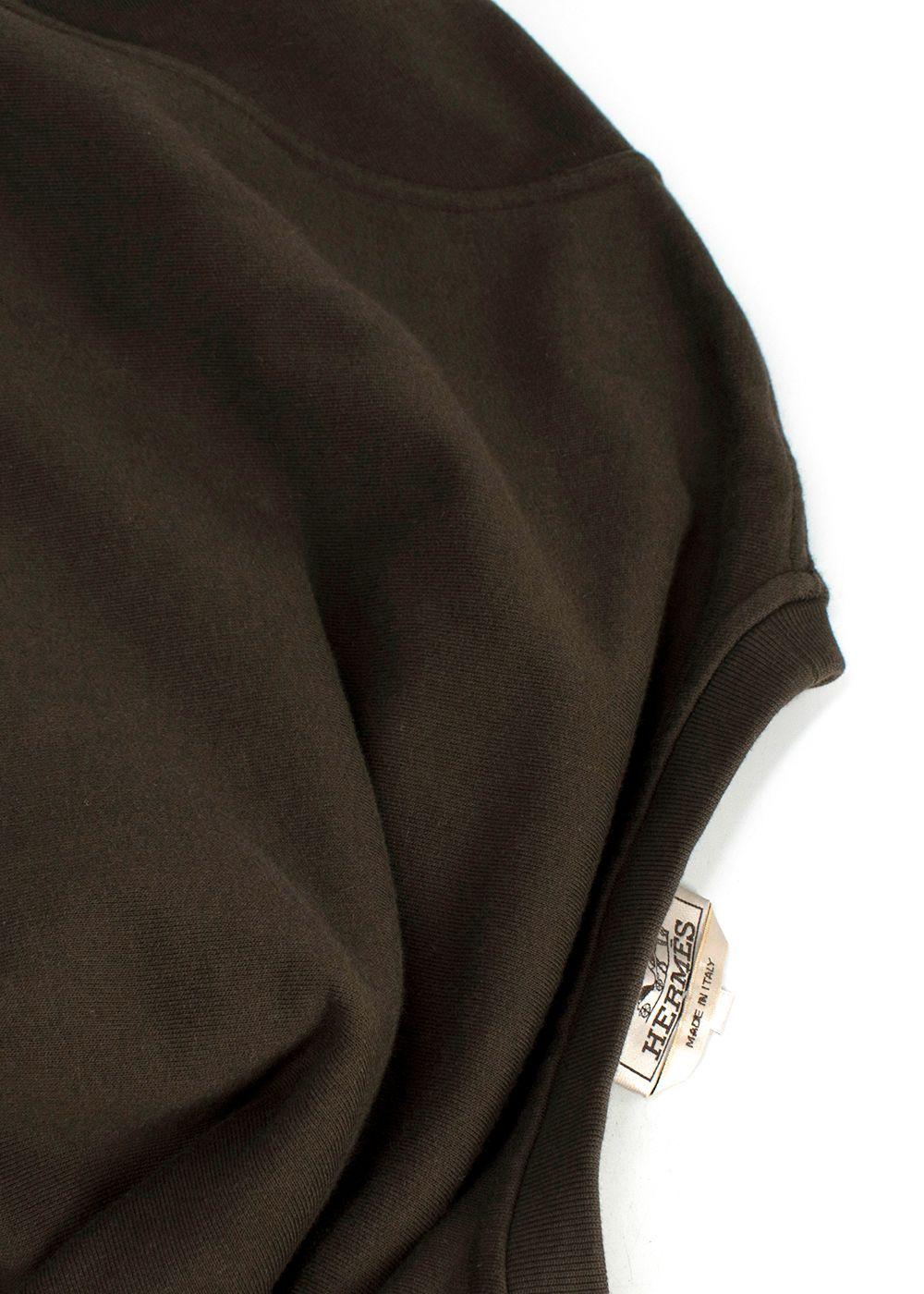 Hermes Brown Crewneck Sweatshirt with Leather Detail