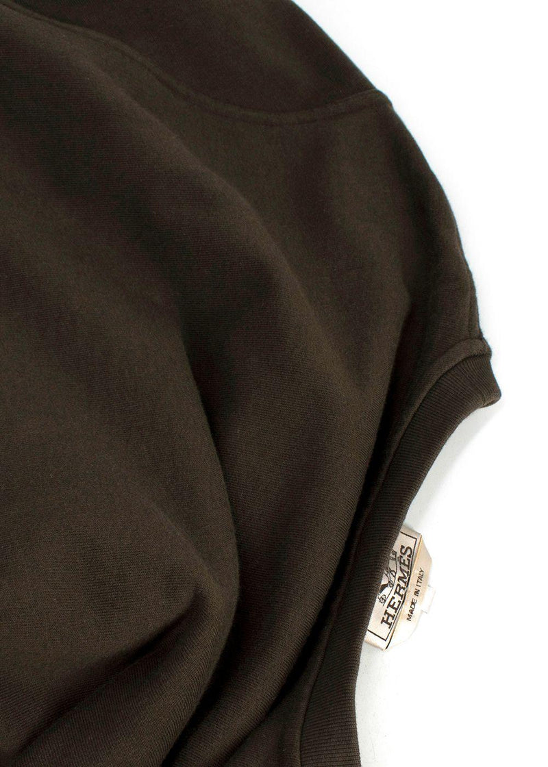 Hermes Brown Crewneck Sweatshirt with Leather Detail