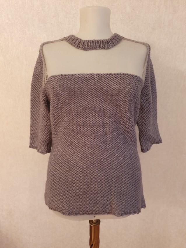 Acne Grey Mesh Panel Knit Jumper