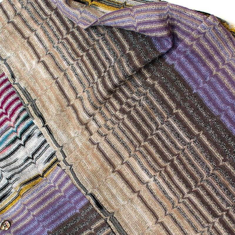 Missoni metallic knit button down shirt dress