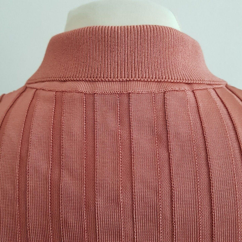 Rose Gold Ribbed Knit Jimmy Polo Shirt