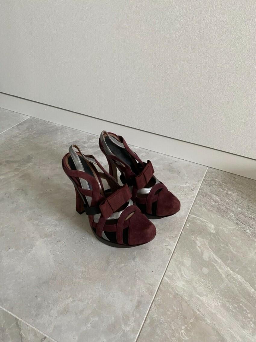 Marni Burgundy Suede Woven Sandals