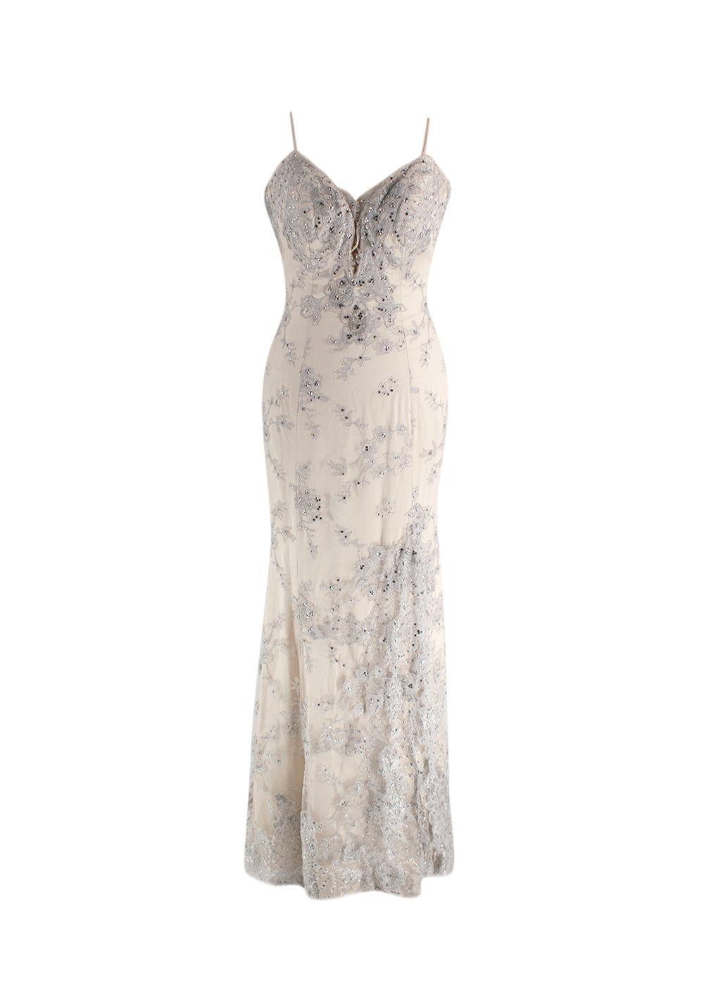 Baracci Ivory Sequin Embellished Gown