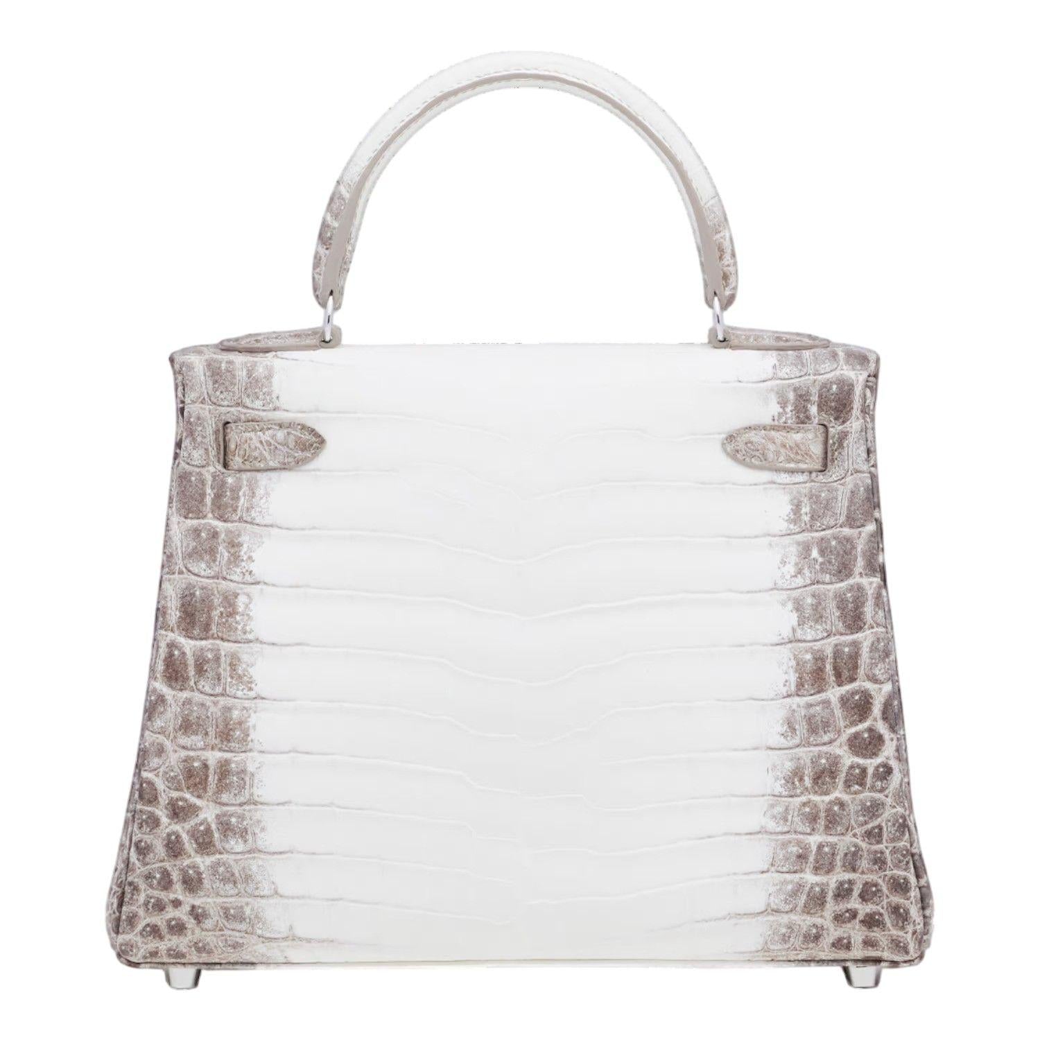 Hermès Kelly 25cm Sellier Niloticus Crocodile Himalaya White Gold Diamond Hardware