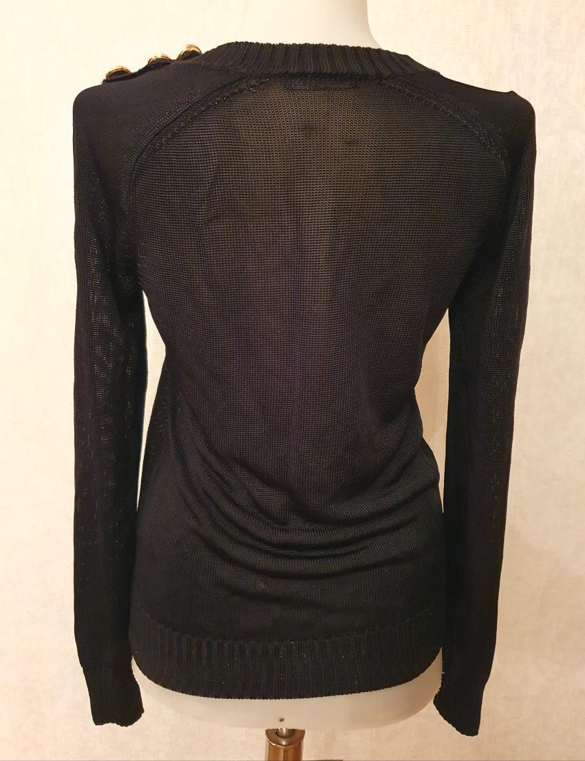 Balmain black Knit Button Embellished Jumper