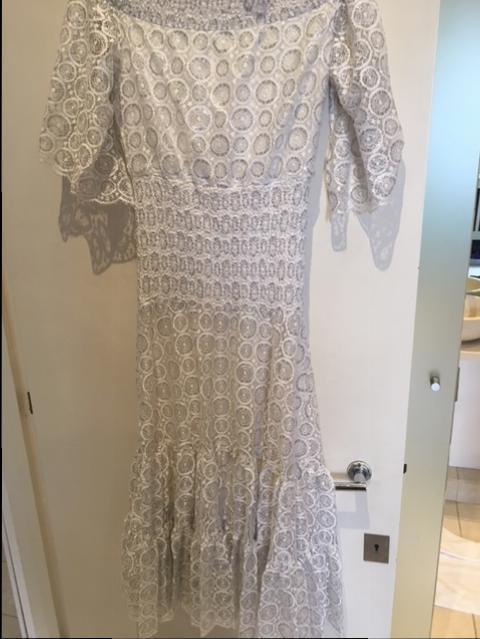 Temperley White Paneled Bardot Dress
