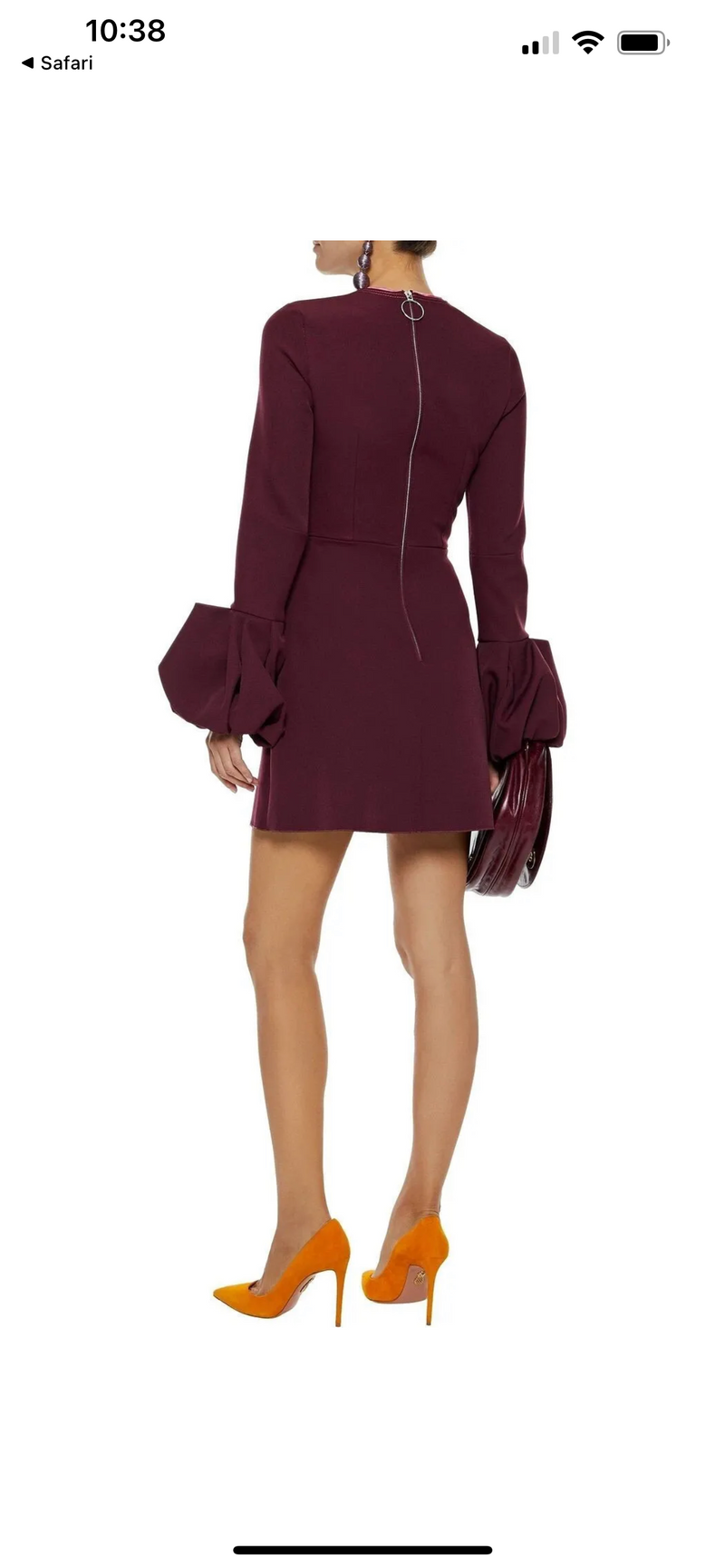 Burgundy Bell-Cuff Mini Dress