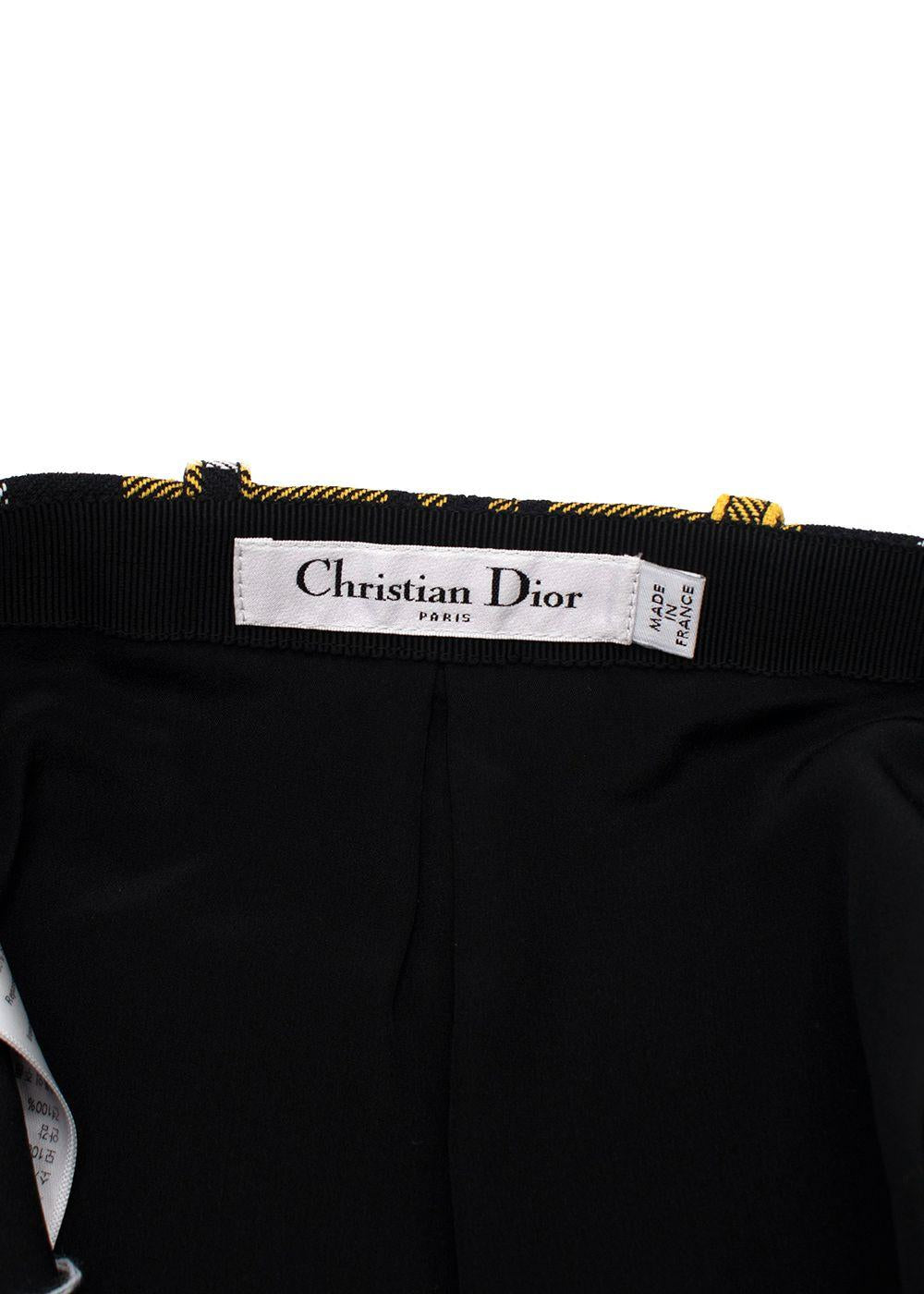 Dior Yellow Checked Pleated Mini Skirt