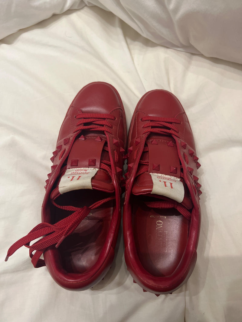 Red leather Rockstud 11 Untitled trainers