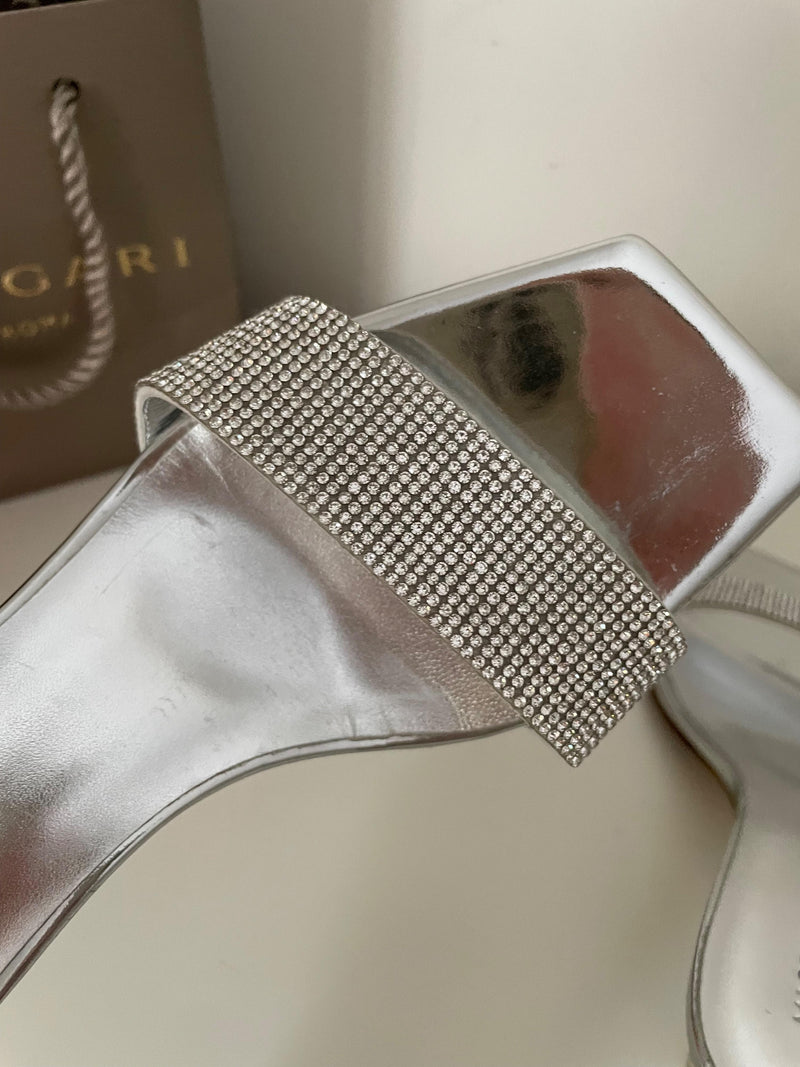 Magda Butrym Silver Embellished Heeled Mules