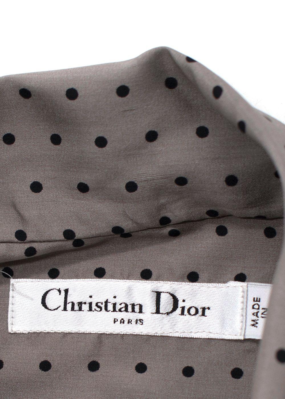 Dior Grey Polka Dot Silk Blouse