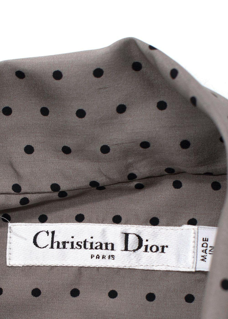 Dior Grey Polka Dot Silk Blouse