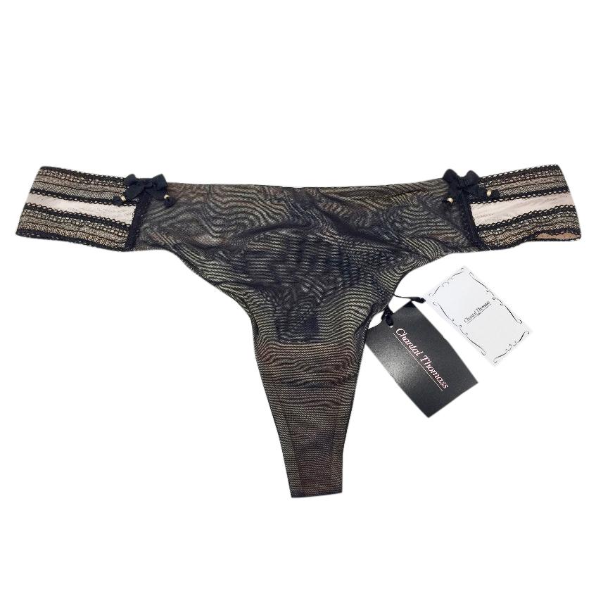 Chantal Thomass Black & Nude Tulle Thong