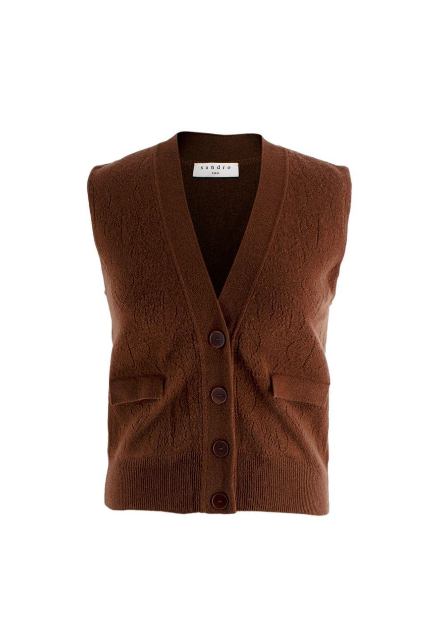 Sandro Chocolate Brown Wool Blend Waistcoat