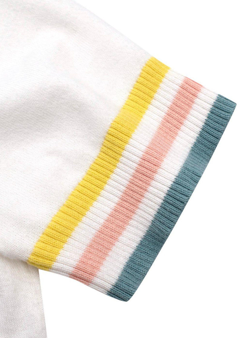 Kids 12Y Candy Stripe Trim Knit Top