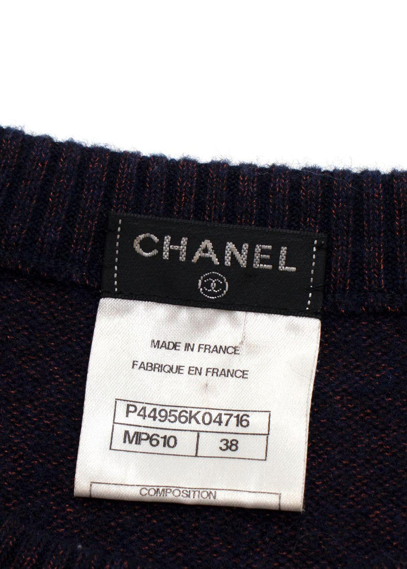 Chanel Multicoloured Crystal Embellished Striped Jumper