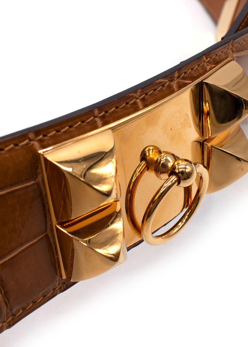 Hermès Medor “Collier de Chien” Belt in Crocodile Leather  Full length 97cms
