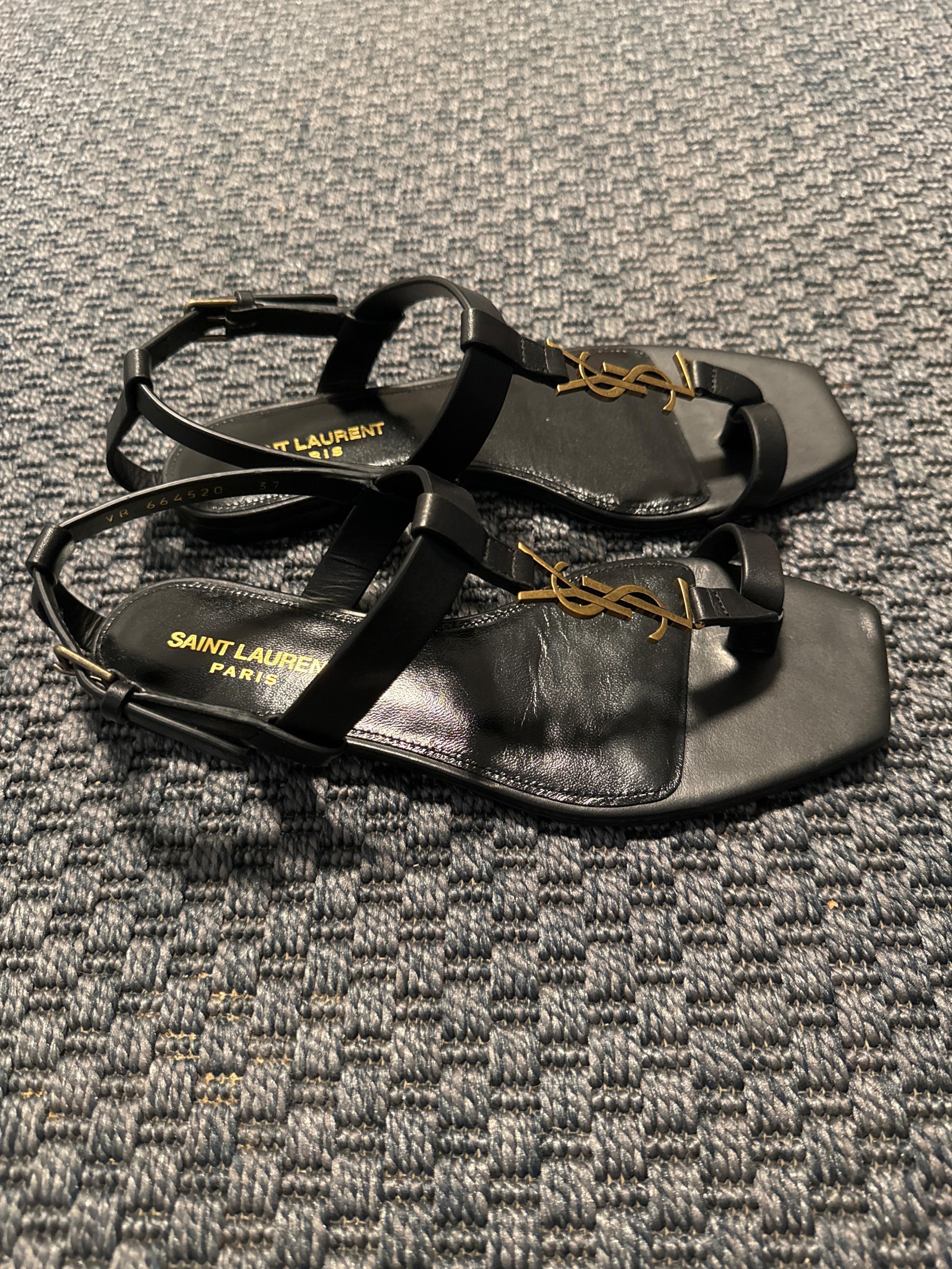 Saint Laurent Black Cassandra Sandals